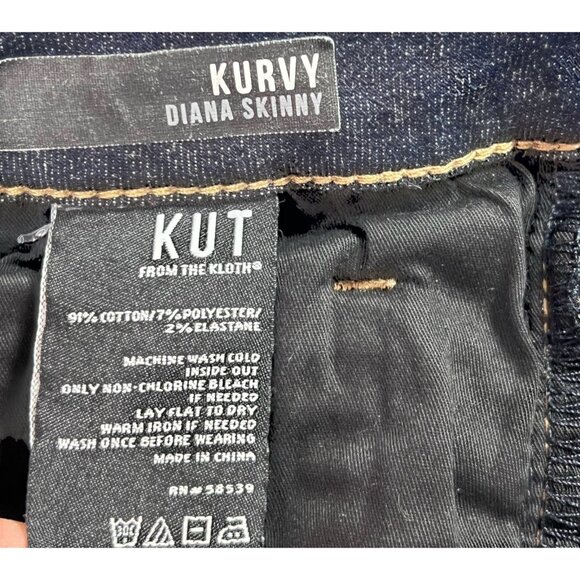 Kut From The Kloth Diana Kurvy Skinny Mid Rise Stretch Blue Jeans Women Size 12 - Picture 5 of 16